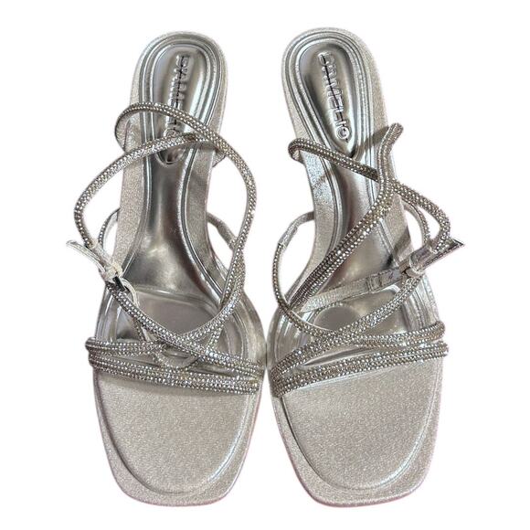 D’Amelio Footwear Dalilah Silver Rhinestone Ankle Strap Sandal Women's 9 NEW - Picture 2 of 7